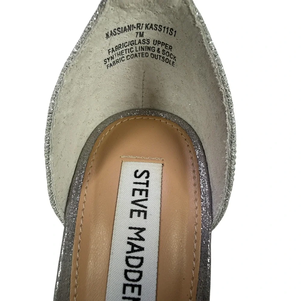 Steve Madden Kassiani Platform Sandals Womens 7‎ M Silver Rhinestone Block Heel